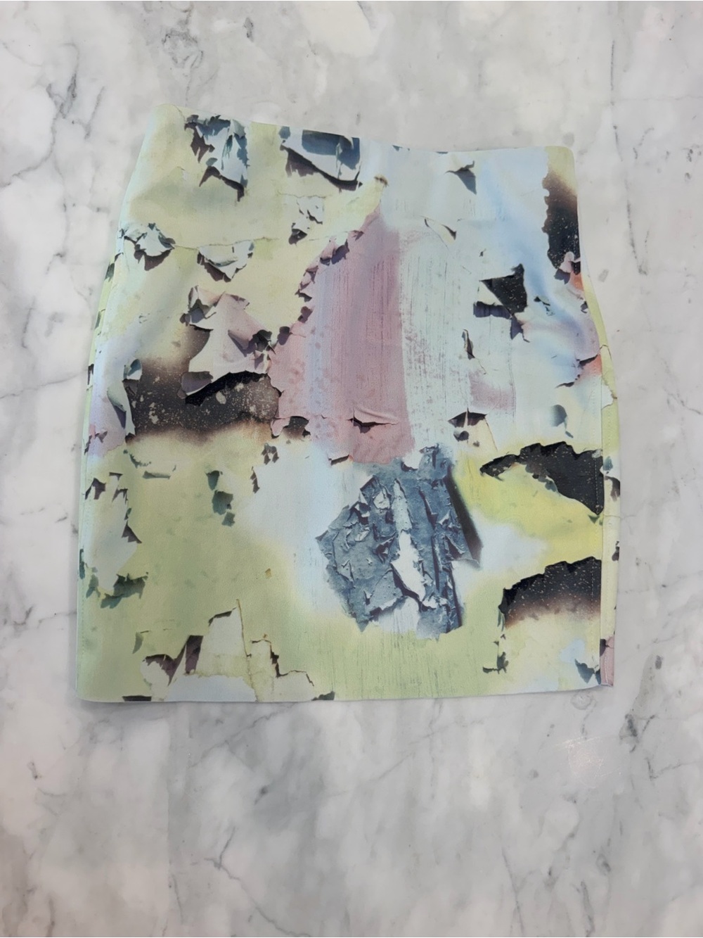 Zara Pastel Abstract Print Mini Skirt in Light Blue, Pink & Pale Yellow
